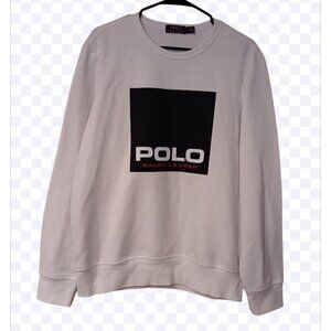 Polo Ralph Lauren Sweatshirt Mens Medium White Box Contrast Graphic
